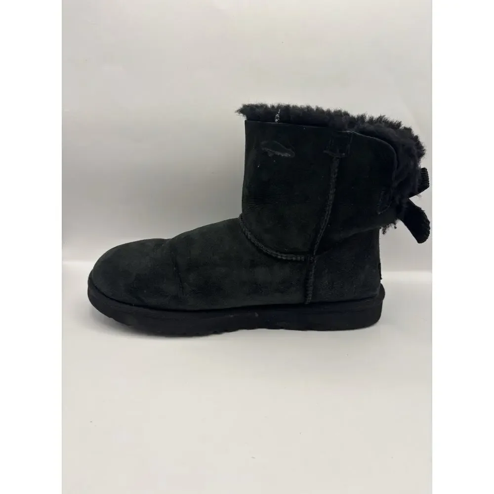 Ugg Mini Bailey Bow II Black Boots Women Size 9